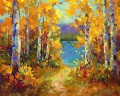 Original woods wall art trees oil painting forest autumn landscape